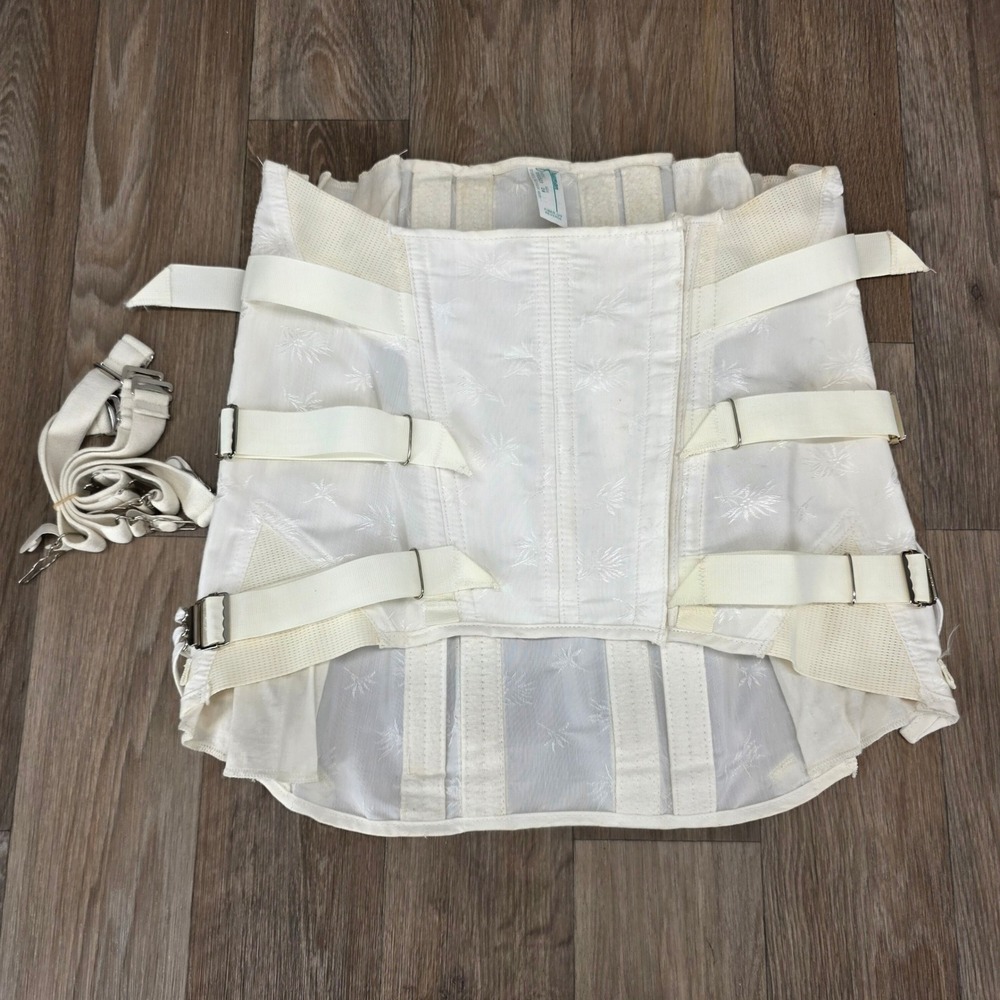 Vintage Freeman Sacro-Lumbar Support Corset White Floral Brocade Model 523 Sz 28